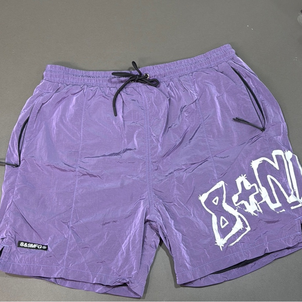 8&9 MFG SUPER KRINKLE SHORT - Bape Purple Short with Black and White Details XL
